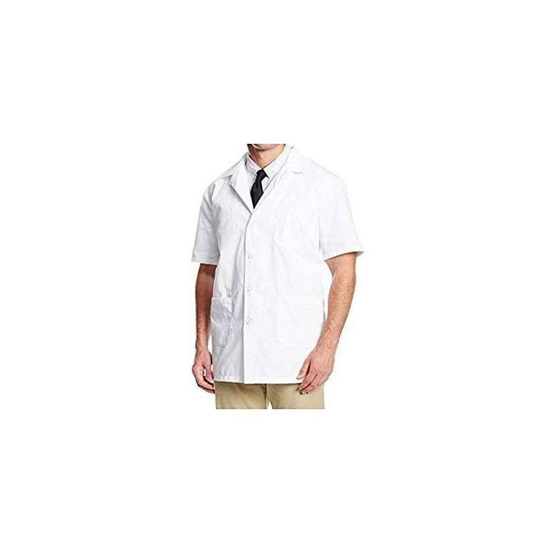 Shakuntla White Cotton Half Sleeve Apron Lab Coat, Size: M