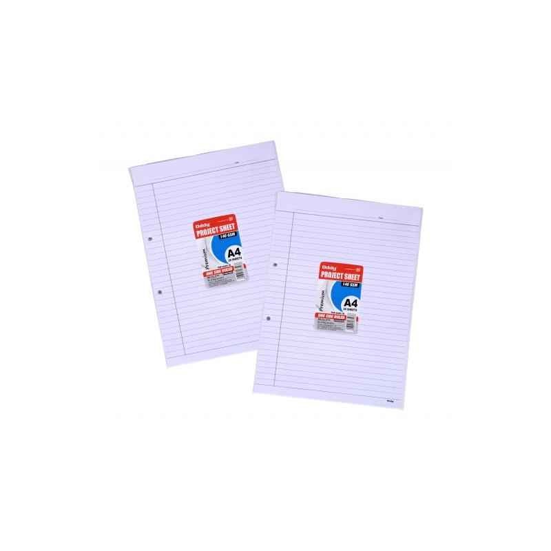 Oddy Project Sheet Premium A4 Size One Side Ruled Punched, PSP-A420-1R (Pack of 50)