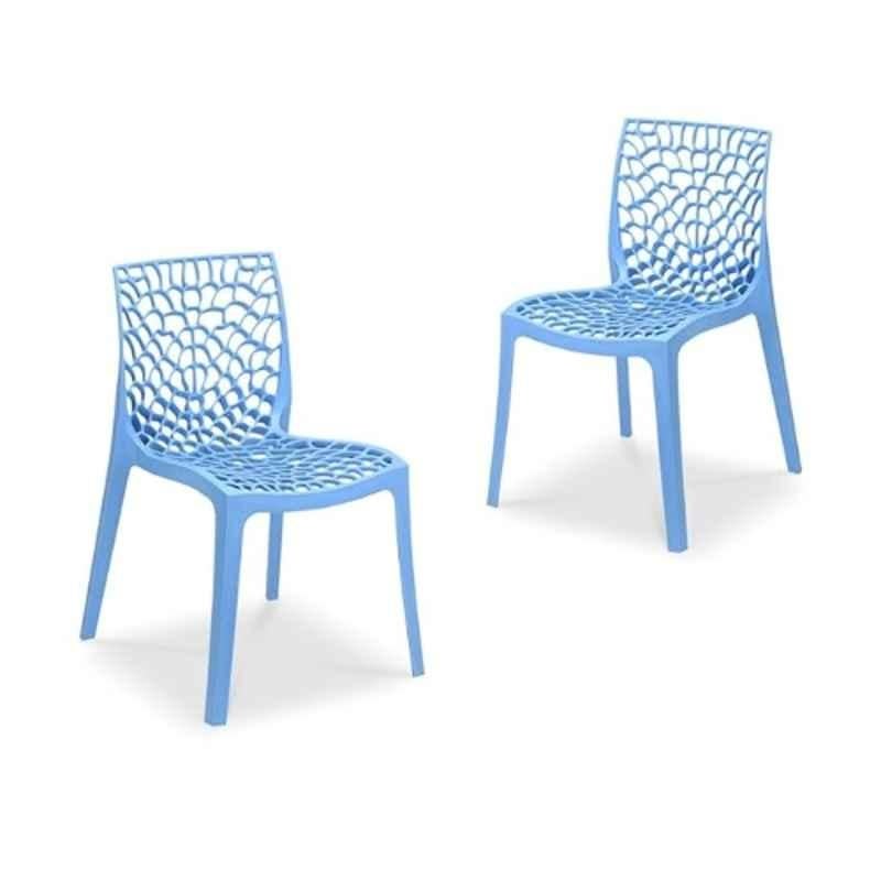 Maharaja Wave 43x79.5x49cm Plastic Blue Outdoor Chair without Arm Rest (Pack of 2)