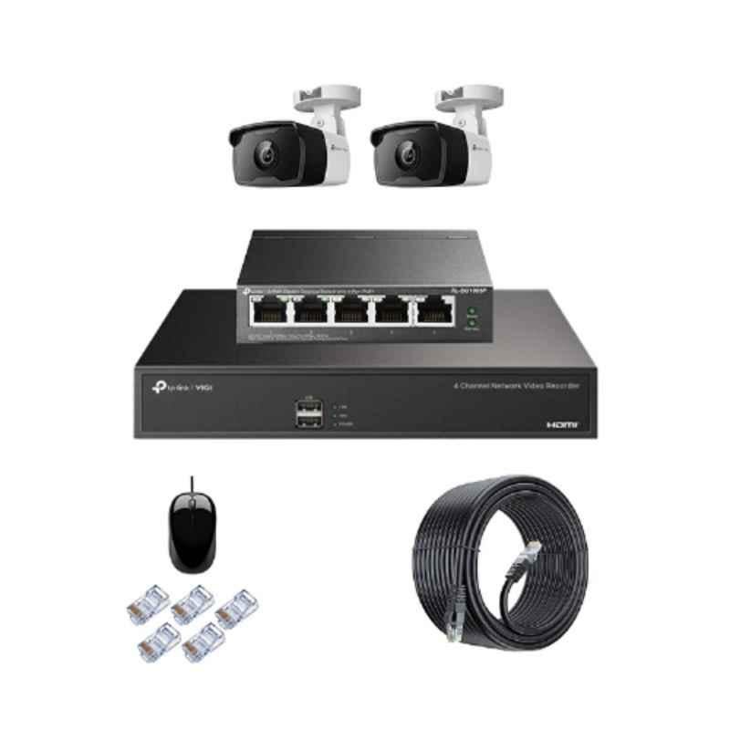 TP-Link VIGI C320I 2MP Outdoor Network IP Combo Kit with 4 Channel NVR, 2 Cameras, 5 Port POE Switch, D-LINK 100M LAN Cable & Connectors