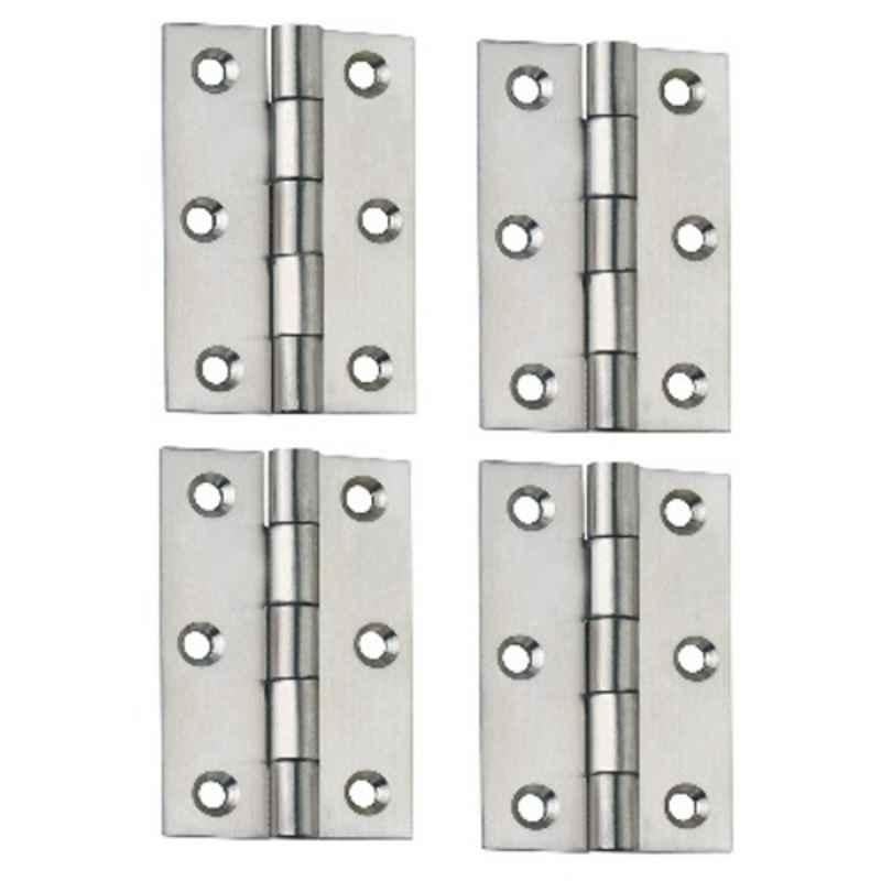 Shri 3 inch Stainless Steel Solid Welded Satin Finish Silver Premium Butt Hinge, 3X12 S-SS (Pack of 4)