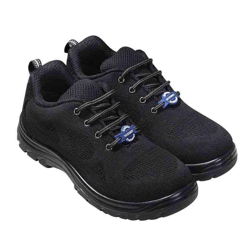 Neosafe Falcore PU Sole Sports Line Lightweight Steel Toe Black Safety Shoes, A2016, Size: 9