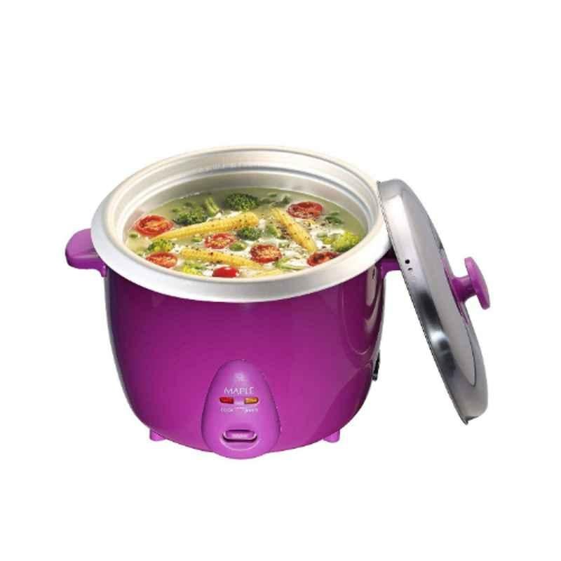 Maple Fiesta 1.8L 600W Metal White & Purple Electric Rice Cooker, 72RC017