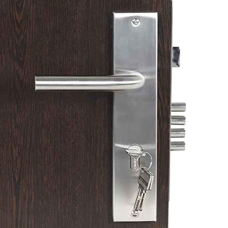 Homexpert MG1106 10 inch 60mm Stainless Steel Silver Cylindrical Plate Both Side Key Mortise Door Lock Set