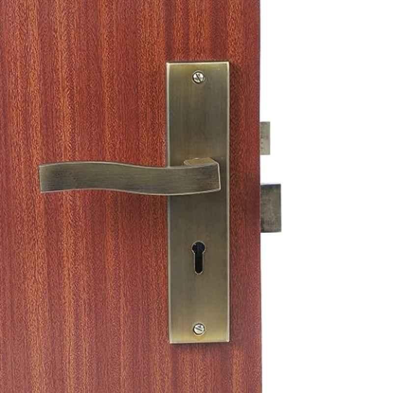 Homexpert Viva 8 inch 60mm Stainless Steel Antique Brass Finish Cylindrical Plate Mortise Door Lock Set