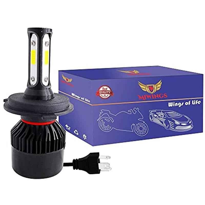 Miwings High Brightness 3 Side H4 Led Headlights Hi/Low Beam Bulbs 40W White Conversion Kit For Royal Enfield, Motorcycle, Bike, Scooty (Pack 1)