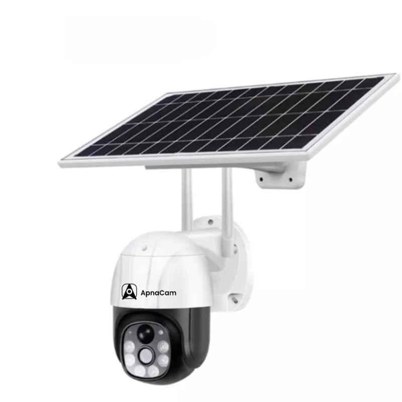 ApnaCam 5MP 4G PTZ Outdoor/Indoor Battery Powered Solar SIM Camera with Two-Way Audio, Motion Detection, IP66 Waterproof & Color Night Vision