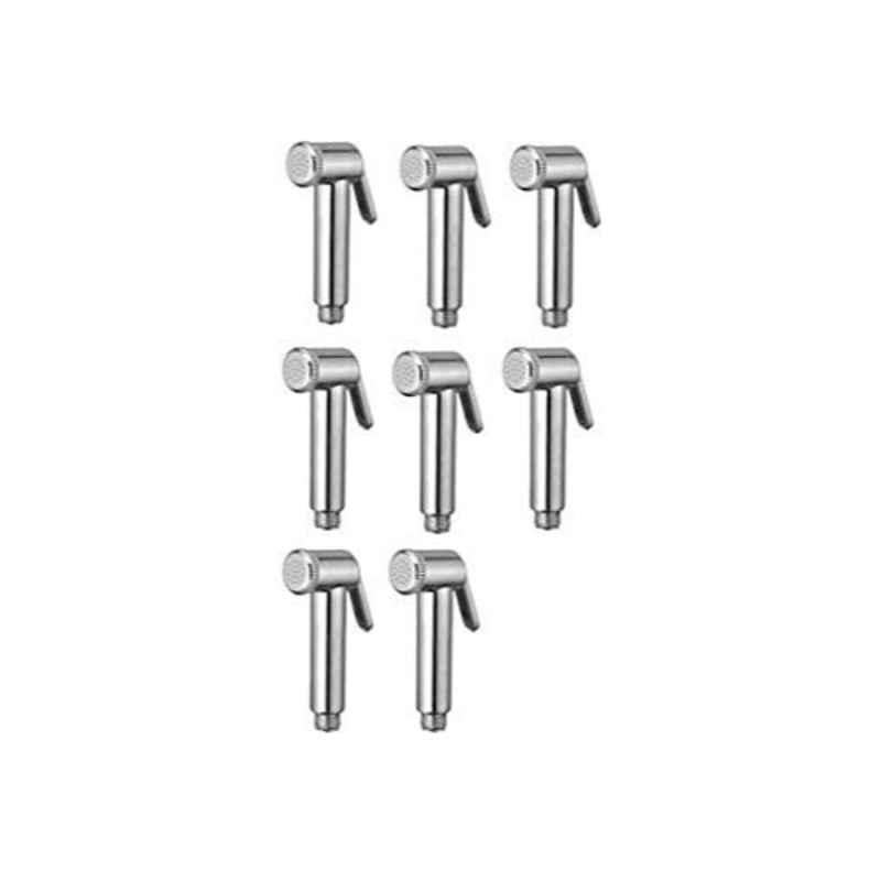 Logger Brass Chrome Plated Silver Long Head Swivel Health Faucet Gun for Bathroom Shower (Pack of 8)