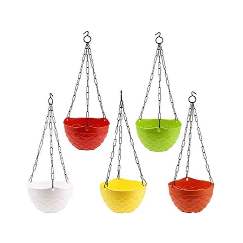 Gardens Need 5 Pcs 10x19x52cm 100% Virgin Plastic Passion Multicolour Hanging Planter with Iron Chainï¿½