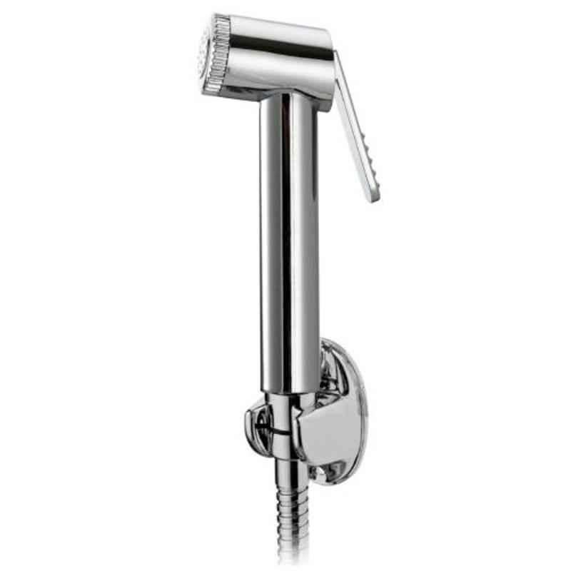 Drizzle Sleek Plastic Chrome Finish Silver Health Faucet with 1m Flexible Tube & Wall Hook, AJAQSLEEKSET