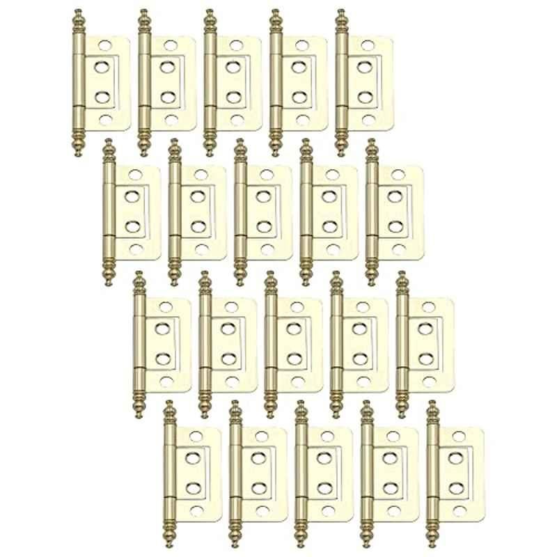 Screwtight 2 inch Iron Brass Plated Finial Hinge with Mounting Screws, S171601EB-20 (Pack of 20)