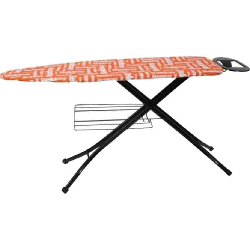 Alnico 137x38cm Iron, Aluminium & Cotton Black & Orange Extra Large Ironing Board with Rack