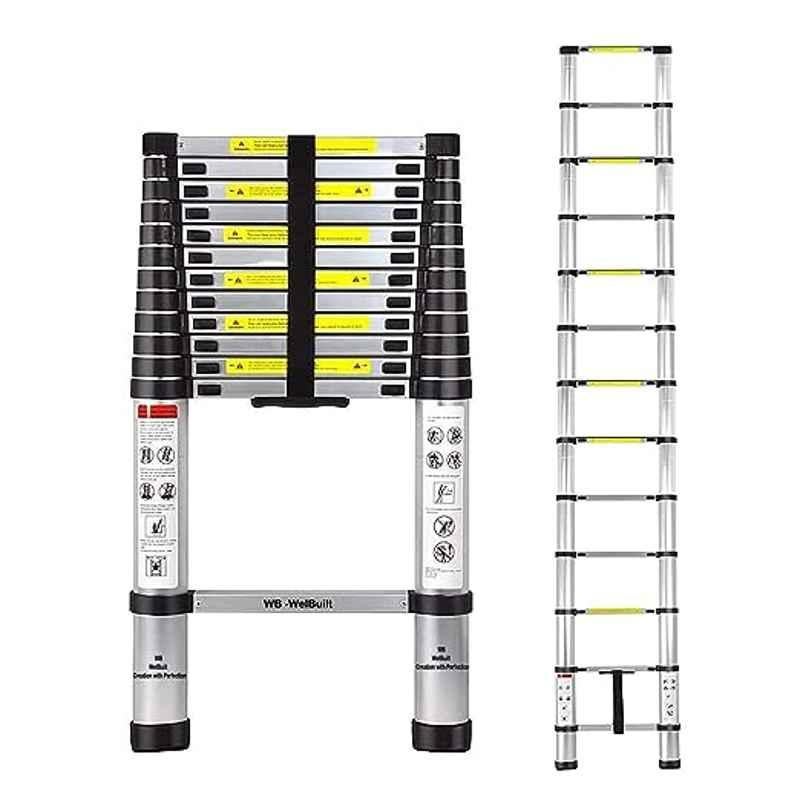 Welbuilt 150kg 13 Step Aluminium Multipurpose & Portable Telescopic Ladder with 3.8m Extended Height
