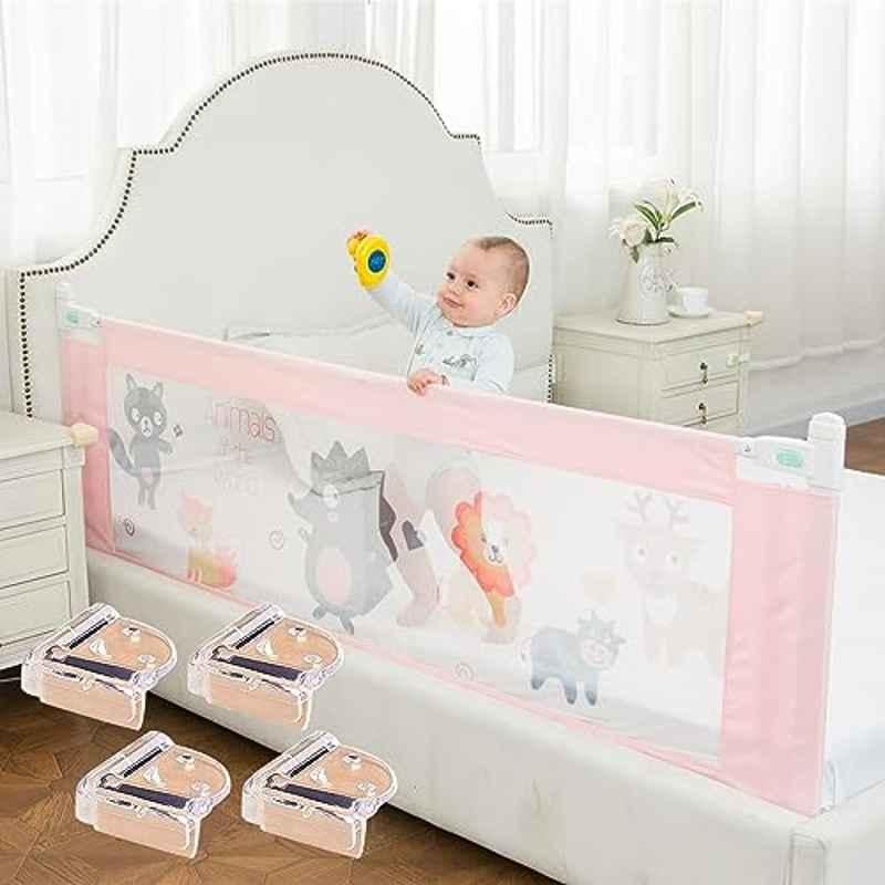 Safe-O-Kid 6x2.1ft Pink Washable Designer Bed Rail Guard for Baby, SOK9BDR2P001