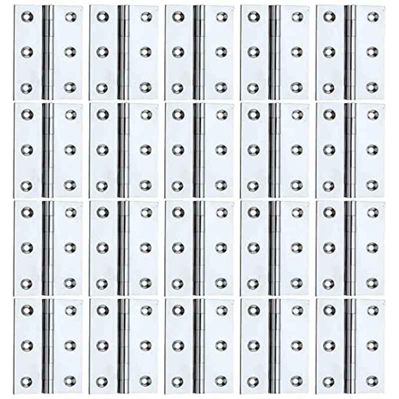 Screwtight 3 inch Iron Chrome Finish Door & Cabinet Butt Hinge, B170107CP-20p (Pack of 20)