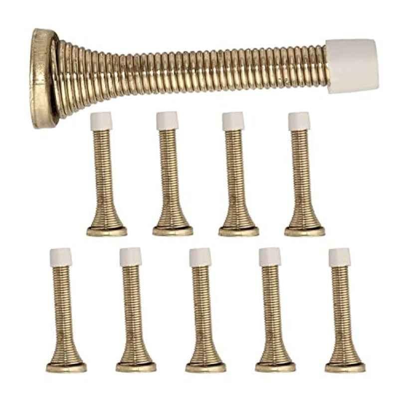Screwtight 3 inch Iron Antique Brass Finish Spring Door Stopper, S230301BP-10 (Pack of 10)
