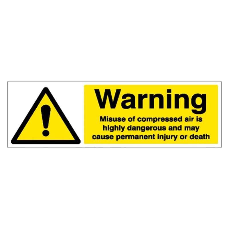 SUNSIGNS 450x150mm Vinyl Warning Misuse of Compressed Air is Highly Dangerous and may Cause Permanent Injury or Death Signage, SN0131VNLOTHPIXAL