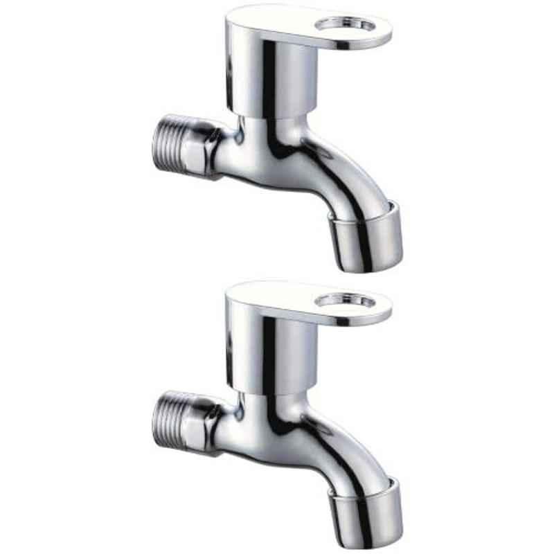 Drizzle OreoMini 2 Pcs Brass Chrome Finish Silver Bib Cock Set with Foam Flow, BIBOREOMINI2