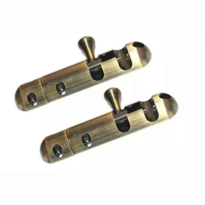 RiseOm 10 inch Capsule Brass Antique Brass Finish Tower Bolt, DF-LHAF-33E7 (Pack of 2)