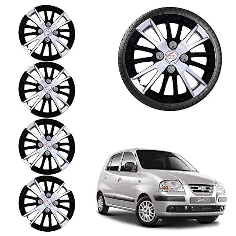 Auto Pearl 4 Pcs 13 inch ABS Black & Grey Car Wheel Cover Set for Hyundai Santro