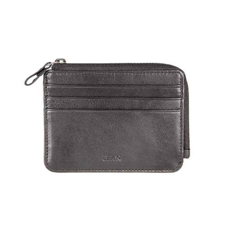 Elan Classic 6 Slot Black Leather Basic Card Holder, ECCH-9521-BL