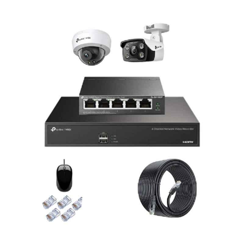 TP-Link VIGI C230 & C330 3MP Full Color Indoor & Outdoor Network IP Combo Kit with 4CH NVR 2 Camera 5 Port POE Switch D-LINK 100M LAN Cable