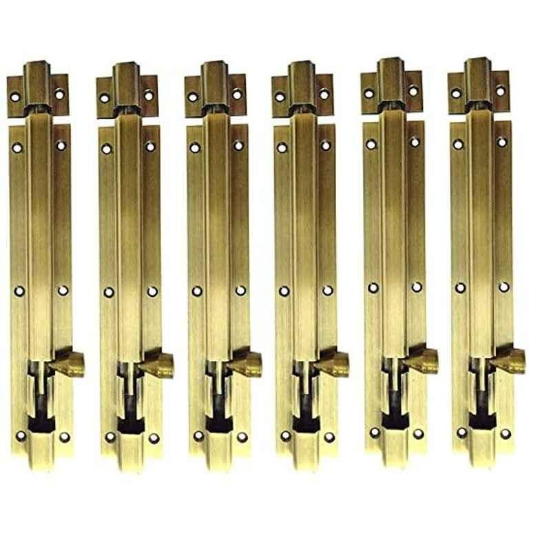 Smart Shophar 4 inch Brass Antique Hex Tower Bolt, SHA10TW-HEX-AN04-P6 (Pack of 6)