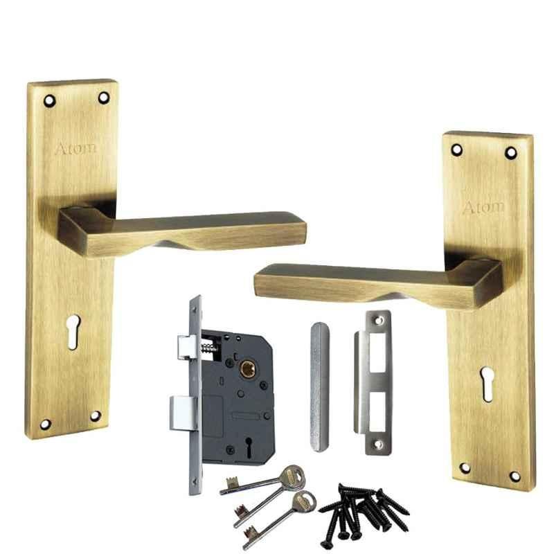 Atom 203mm 6 Lever Antique Finish Mortise Lock Handle Set with 3 Keys, AL-53K.Y.ANTL-2