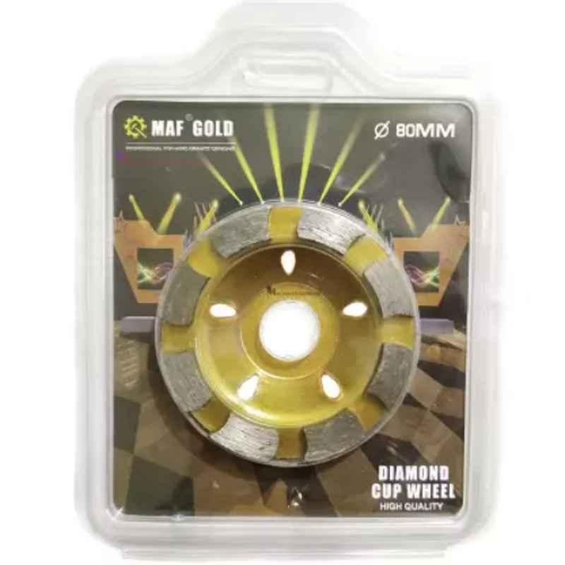 MAF 80mm Gold Segmented Diamond Cup Angle Grinder Wheel, MCG80