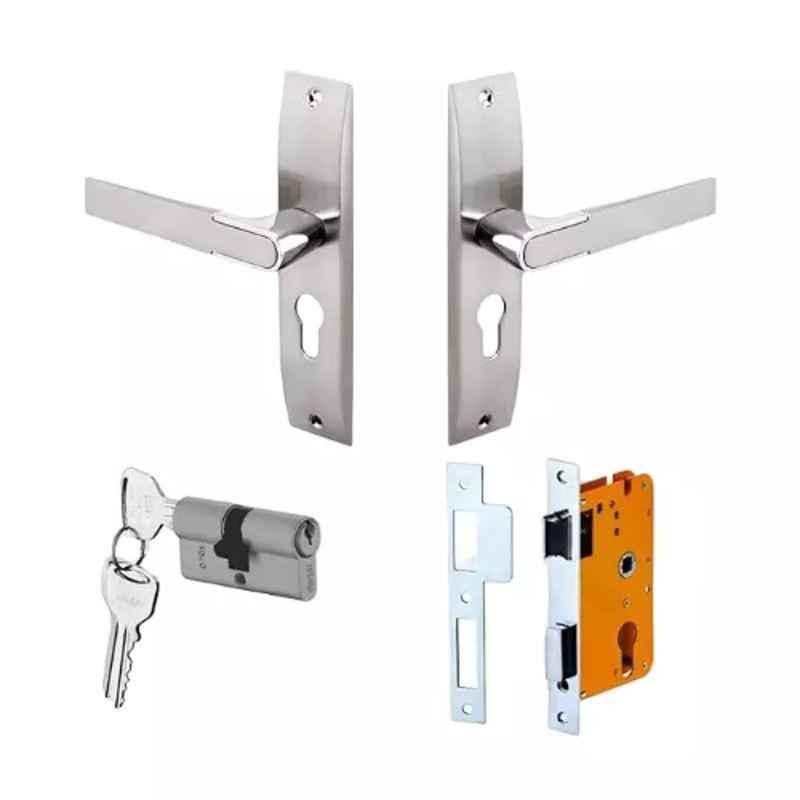 Dorset Zovi 8 inch Silver Chrome Finish Steel Door Handle Lock Set, HLZOVSC