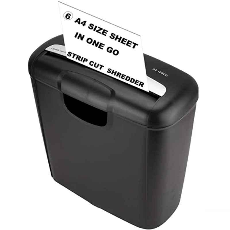 SToK ST-10SCC 10L 6 Sheets Black Strip Cut Paper Shredder