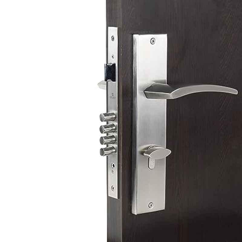 Handle Waala Lobos-OSK 10 inch 60mm Stainless Steel Silver Cylindrical Plate One Side Key Mortise Door Lock Set