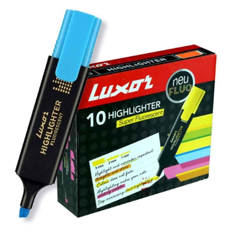 Luxor Super Fluorescent 0.3mm Blue Plastic Highlighter, 1851 (Pack of 500)