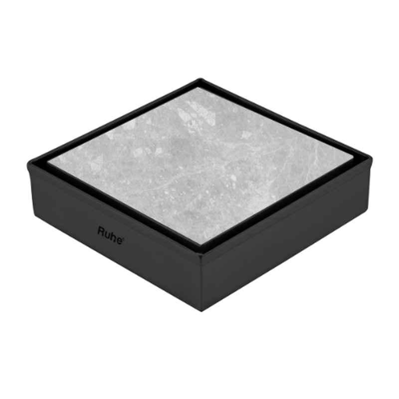 Ruhe 5x5 inch Stainless Steel 304 Black PVD Coated Marble Insert Shower Drain Channel, 16-0236-01