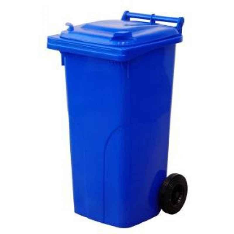 Wellsure Healthcare 50L HDPE Plastic Blue Waste Bin with 2 Wheels, WSH-1512