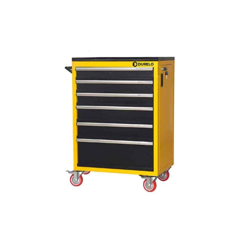 Durelo Steel Powder Coated Finish Yellow 7 Drawer Roller Cabinet, D24/7Y