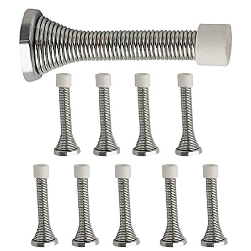 Screwtight 3 inch Iron Chrome Finish Spring Door Stopper, S230301CP-10 (Pack of 10)