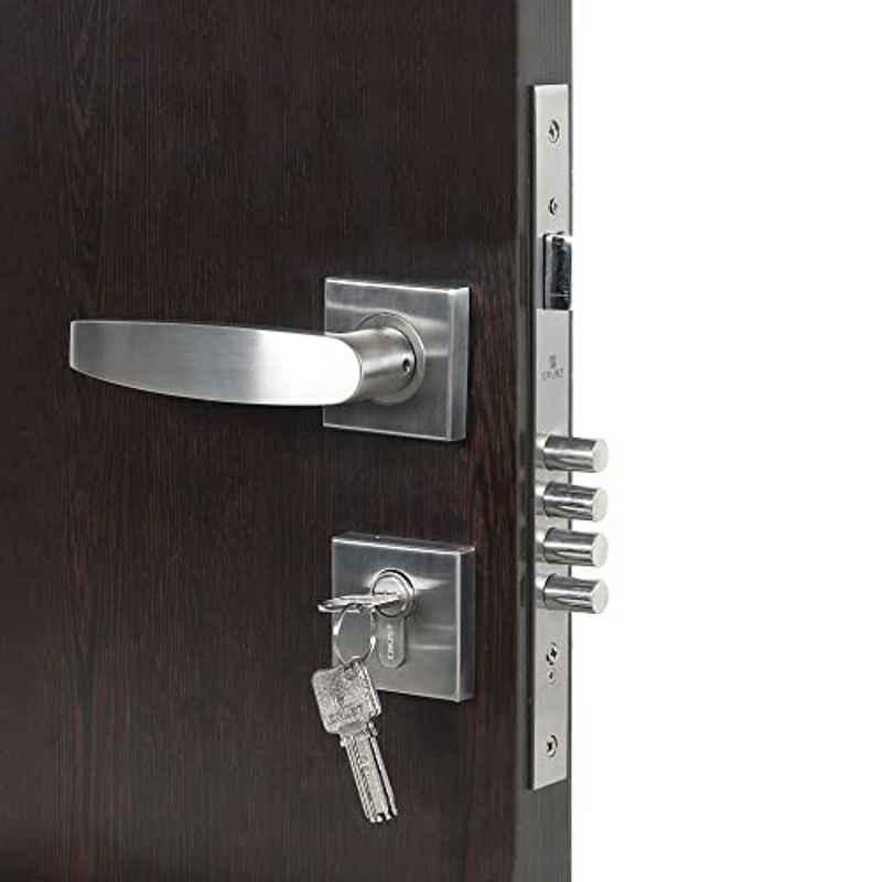 Handle Waala Rose Curve-R-BSK 60mm Stainless Steel Silver Both Side Key Mortise Door Lock Set