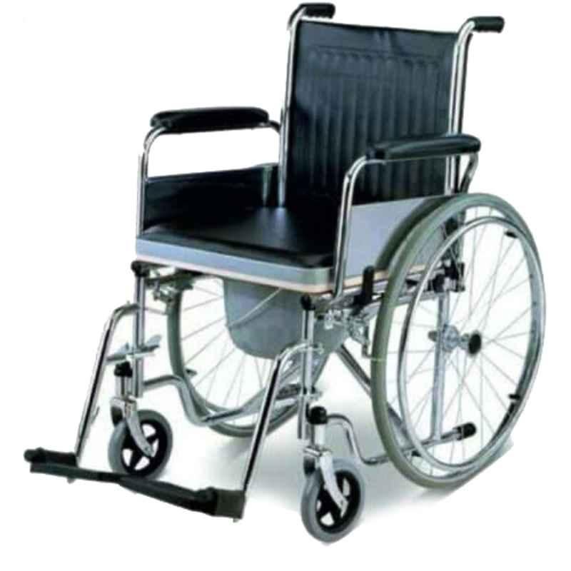 Karma Rainbow 7 Plastic & Mild Steel Chrome Commode Wheelchair