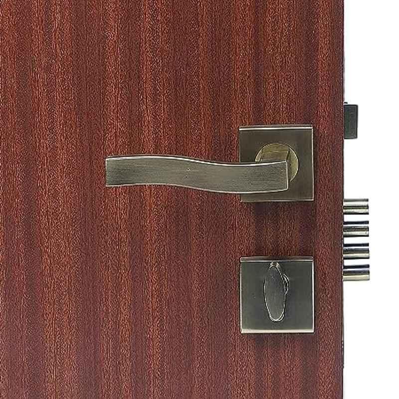 Handle Waala Rose Viva 60mm Stainless Steel Antique Brass Finish Cylindrical Plate One Side Key Mortise Door Lock Set