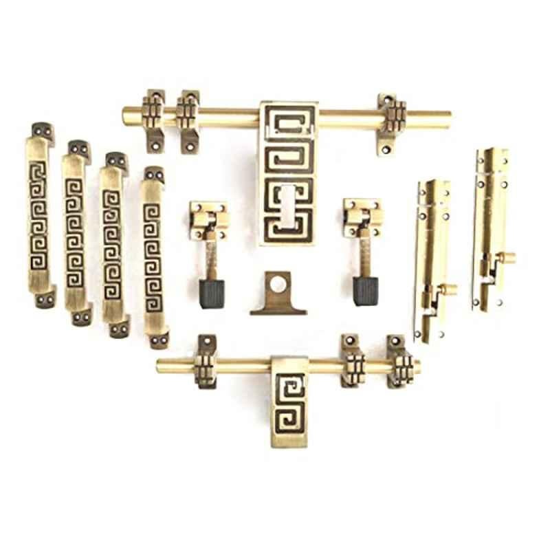 Jovial 10 Pcs Zinc Alloy Antique Brass Double Door Fitting Accessories Kit, DoubleDoor-1014-KT-124-Copy