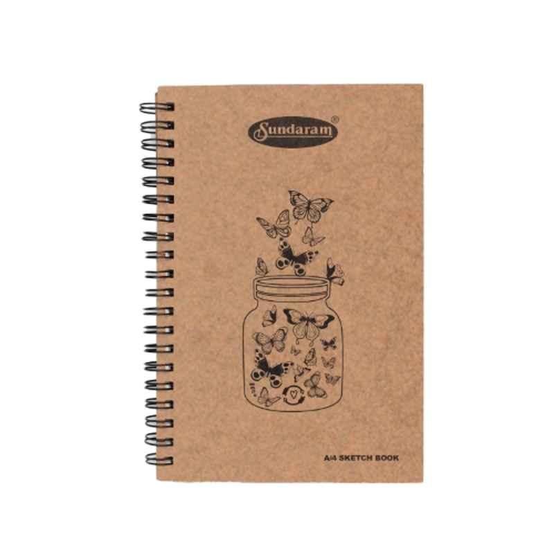 Sundaram 100 Pages 21x29.7cm Spiral Bound Wiro Plain A4 Sketch Book for School, Home & Office, D-15 (Pack of 6)