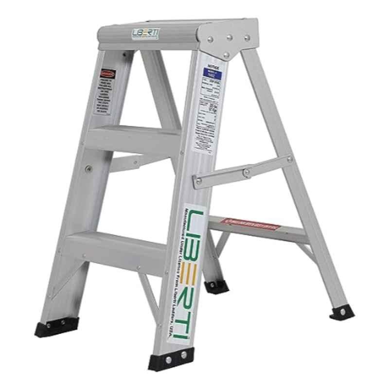 Liberti 4ft 3 Step 135kg Aluminium Foldable Heavy Duty Professional  Step Ladder with Tool Tray, 1404