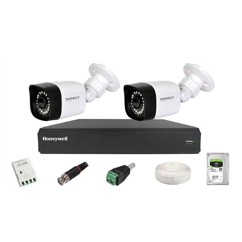 Impact by Honeywell 2MP Wired White CCTV Kit with 2 Bullet Camera, 4CH AHD DVR, 1TB Hard Disk & Accessories, I-MKIT4CH-5_K