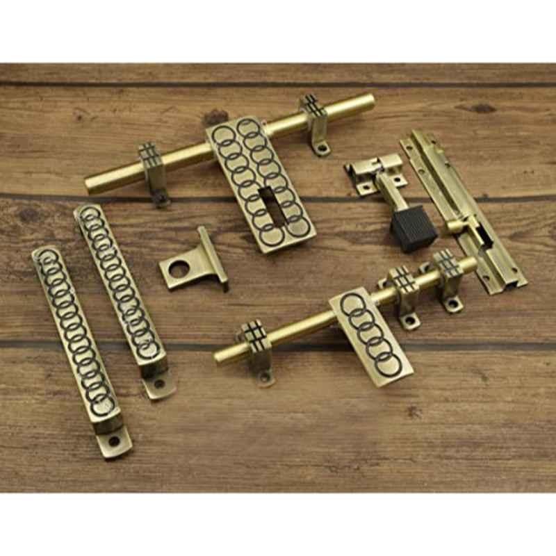Jovial 6 Pcs Aluminium Antique Brass Single Door Fitting Accessories Kit, 1017-KT-127