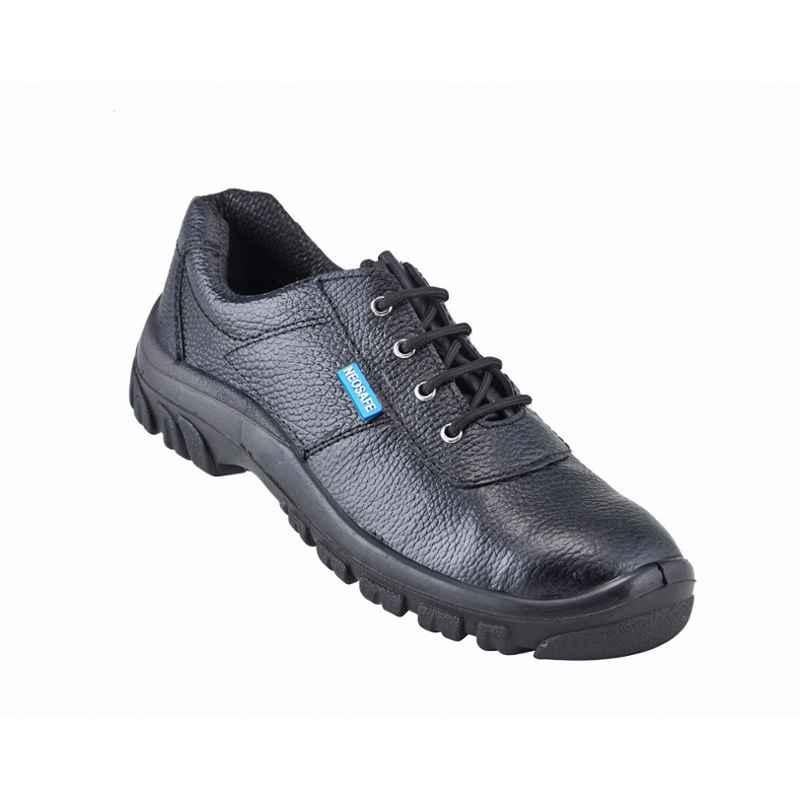 NEOSafe A7012 Force Low Ankle Steel Toe Leather Black Work Safety Shoes, Size: 8