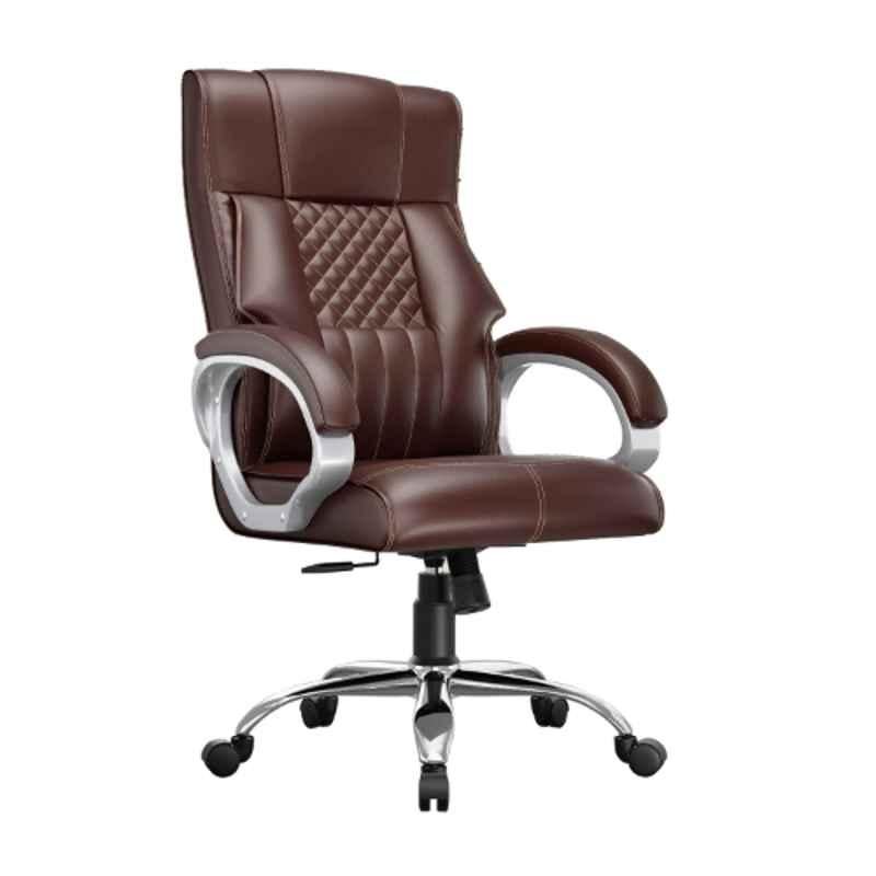YTT 130kg Faux Leather Brown High Back Revolving Ergonomic Office Chair