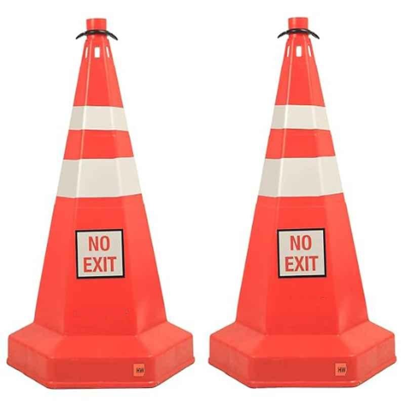 Nilkamal 750mm Rubber Orange Road Traffic Safety Cone with No Exit Sign (Pack of 2)