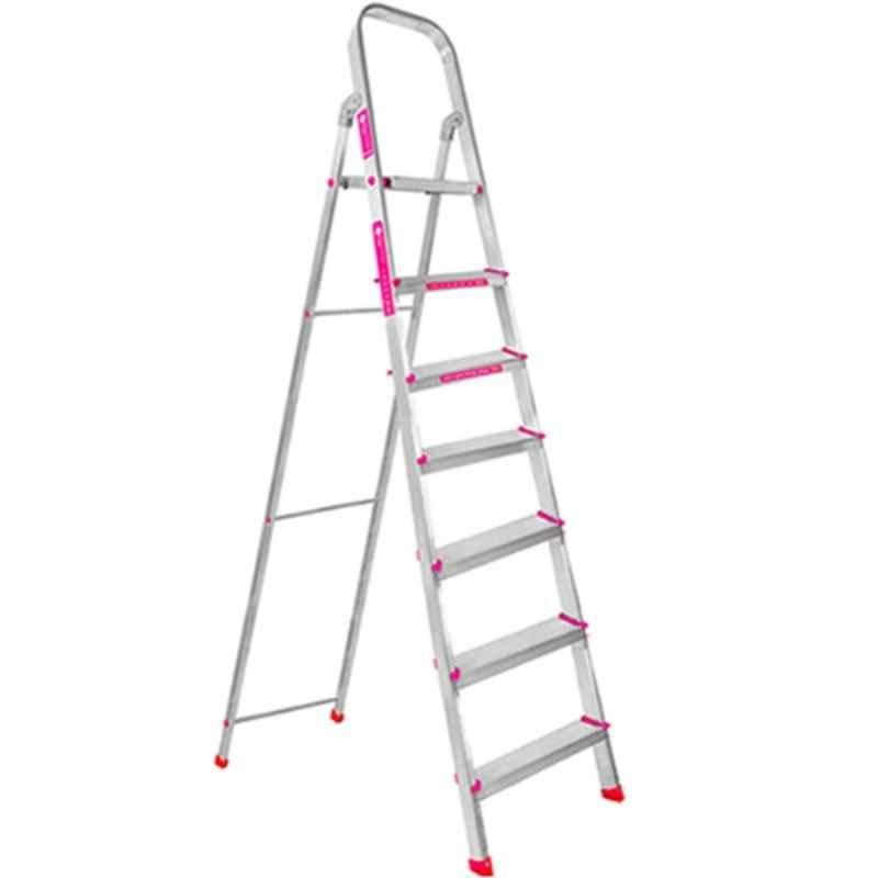 Casa Copenhagen CCSLCL700MG 150kg 7 Step Aluminium Silver & Pink Ladder