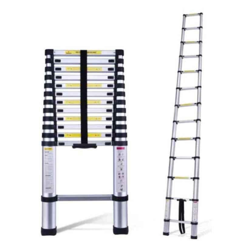 Equal 150kg 12 Steps 16.5ft Aluminium Silver Folding Telescopic Ladder, EALT-F50